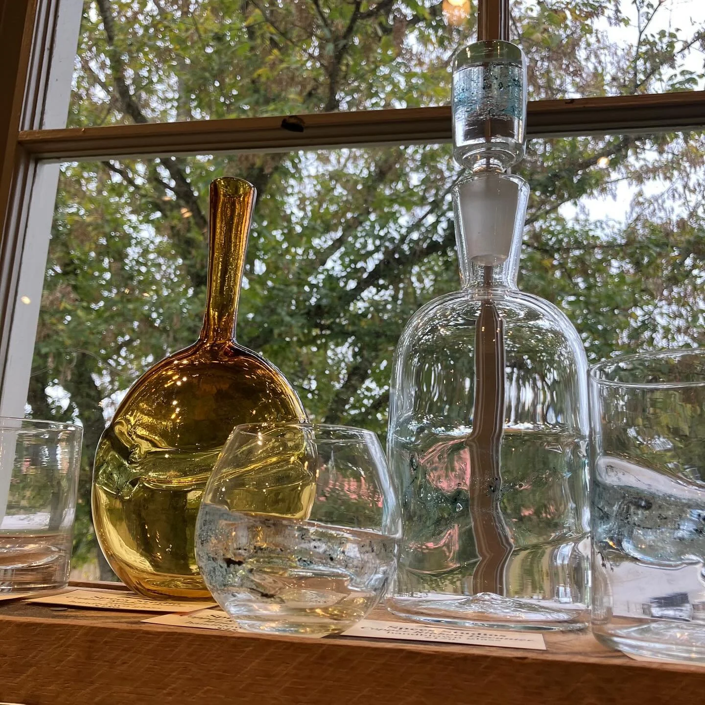 We are thrilled by the collaborative glasswork of Sam Spees and Blaine Steiner.  Combining functionality and beauty in their hand blown glass is enchanting in both texture and color.  Come to the Copper Fox Gallery to see more of their remarkable wor