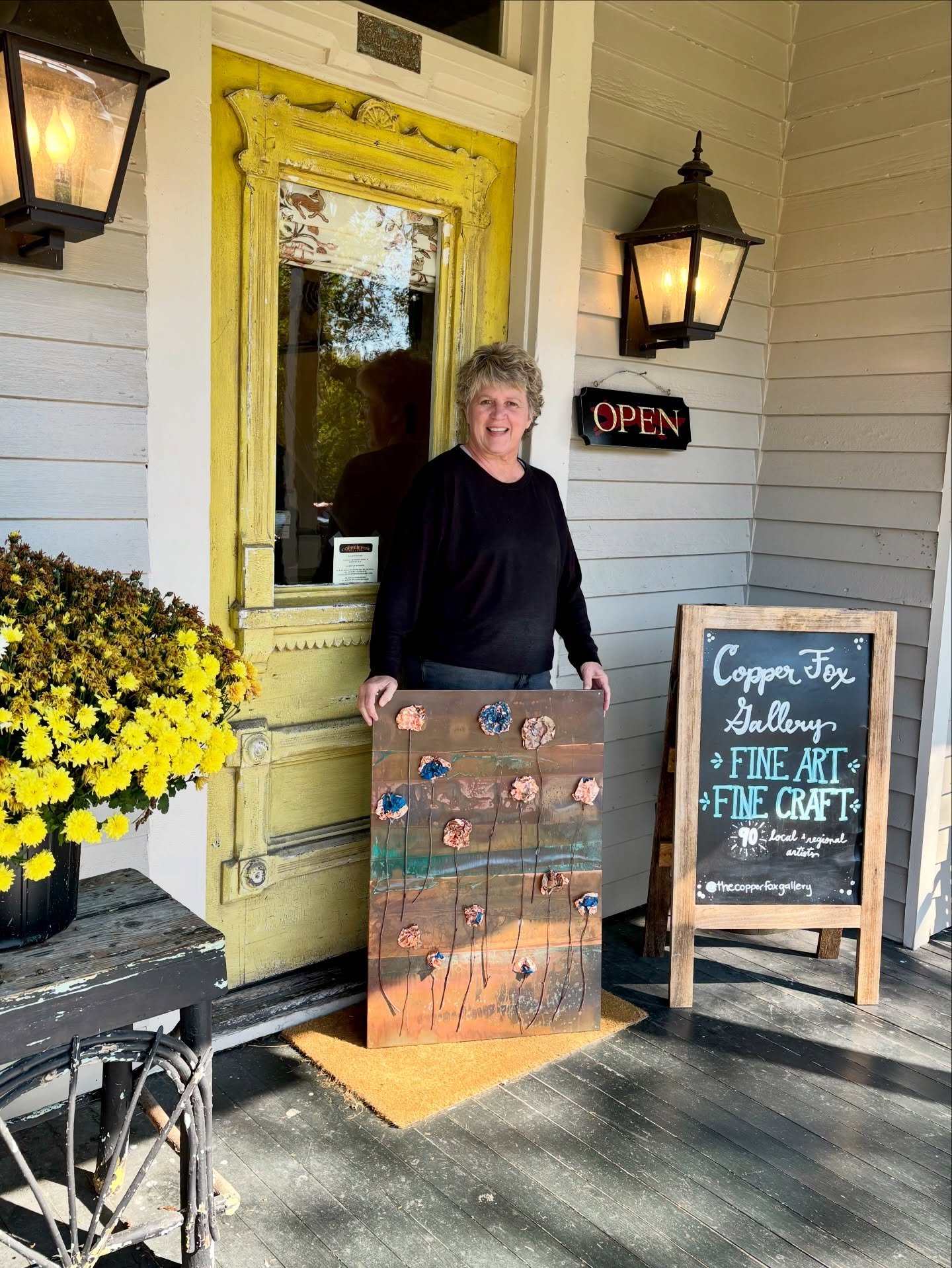 Influenced by breathtaking sunsets, Karla Deal captures those moments and relives it through her copper paintings.  Using various chemicals, proper temperatures and humidity, Karla manipulates the medium in different ways to reveal stunning colors an
