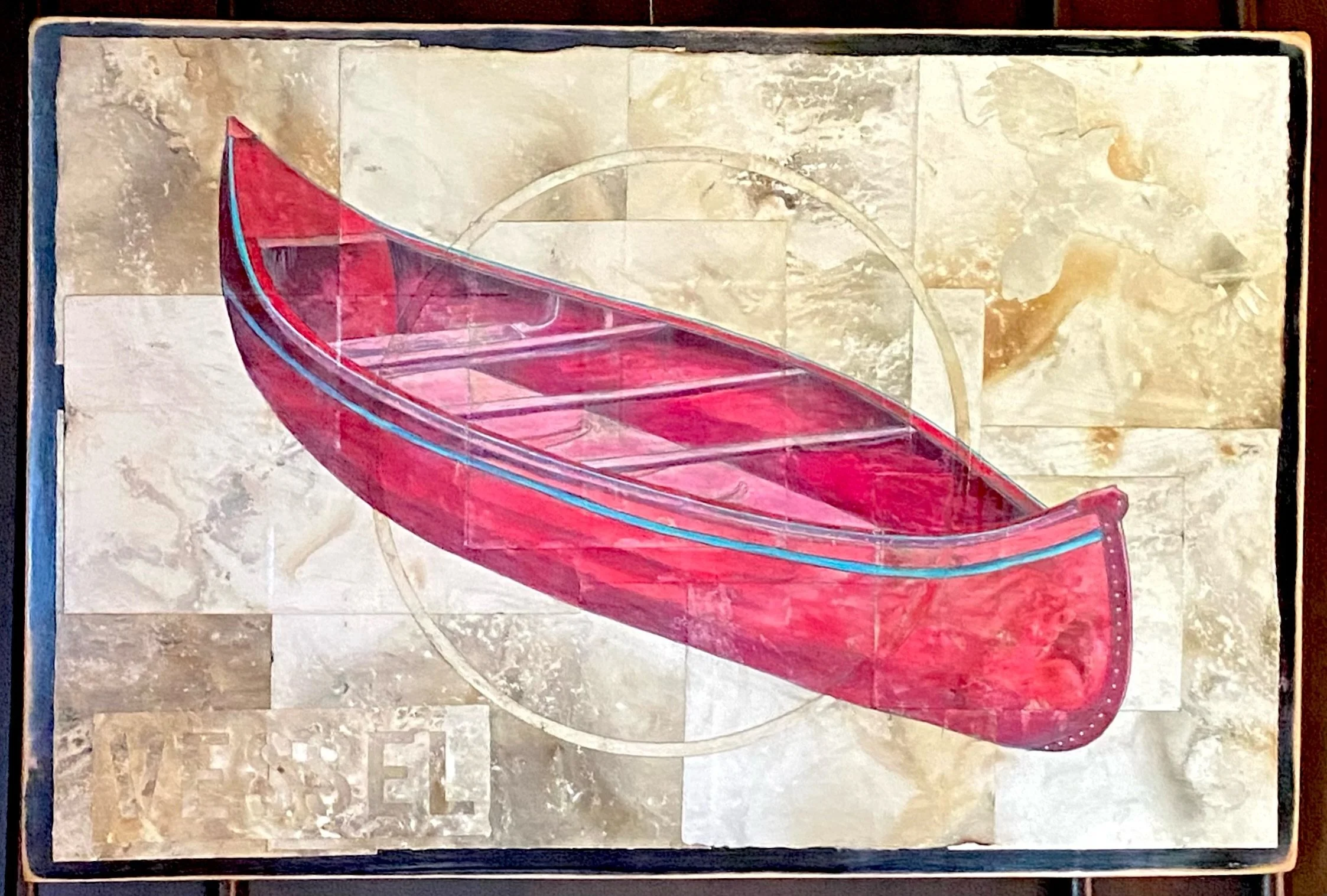 Tim McMeans uses acrylic paint, ink along with an immersion of smoke to create fabulously distinctive paintings.  His painting &ldquo;Reverie&rdquo; is so properly titled; referring to (a state of having) pleasant dream-like thoughts.  It conjures up