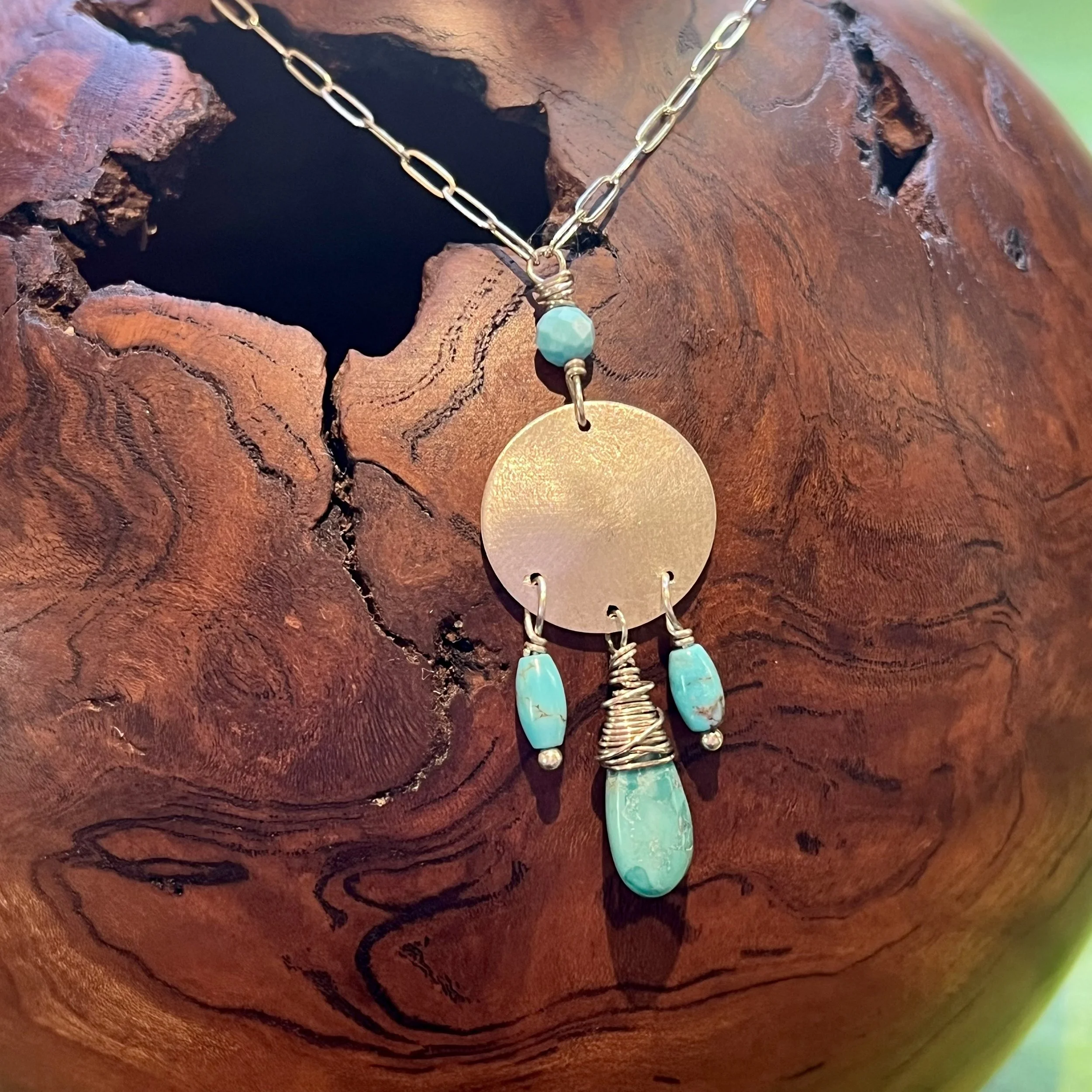 N5199 - Turquoise Disk Necklace by Kathleen Doyle-Murphy