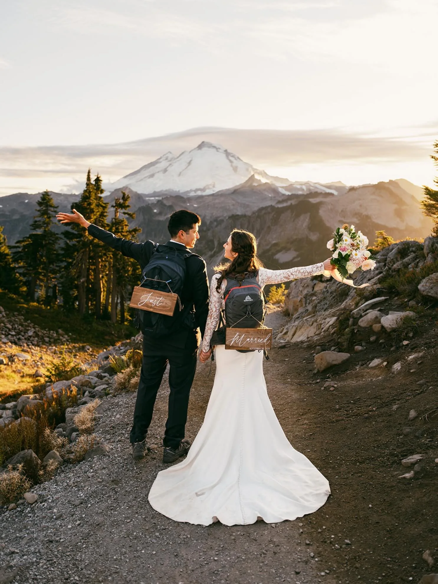 The most romantic full-day elopement begins at a cabin in the woods, private vows above an alpine lake, a first dance in front of a mountain at sunset, letters from family read by the light of lanterns, and finally a starry hike out ✨

Even if it&rsq