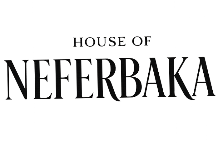 Text reading 'House of Neeferbaka' with decorative design elements.