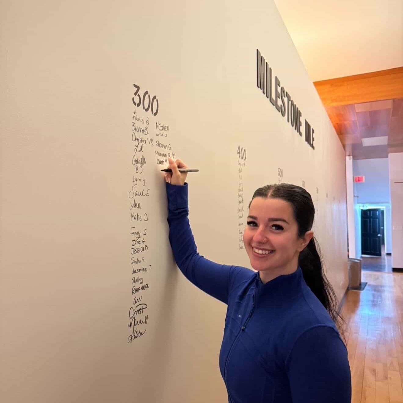 Congrats to @_saguiarr on her 300th ride!  Steph has been a regular in class for a few years now and it&rsquo;s always great to see her on her bike.  Her life is super busy with a couple of kidlets, a couple of businesses&hellip;this girl is on the g