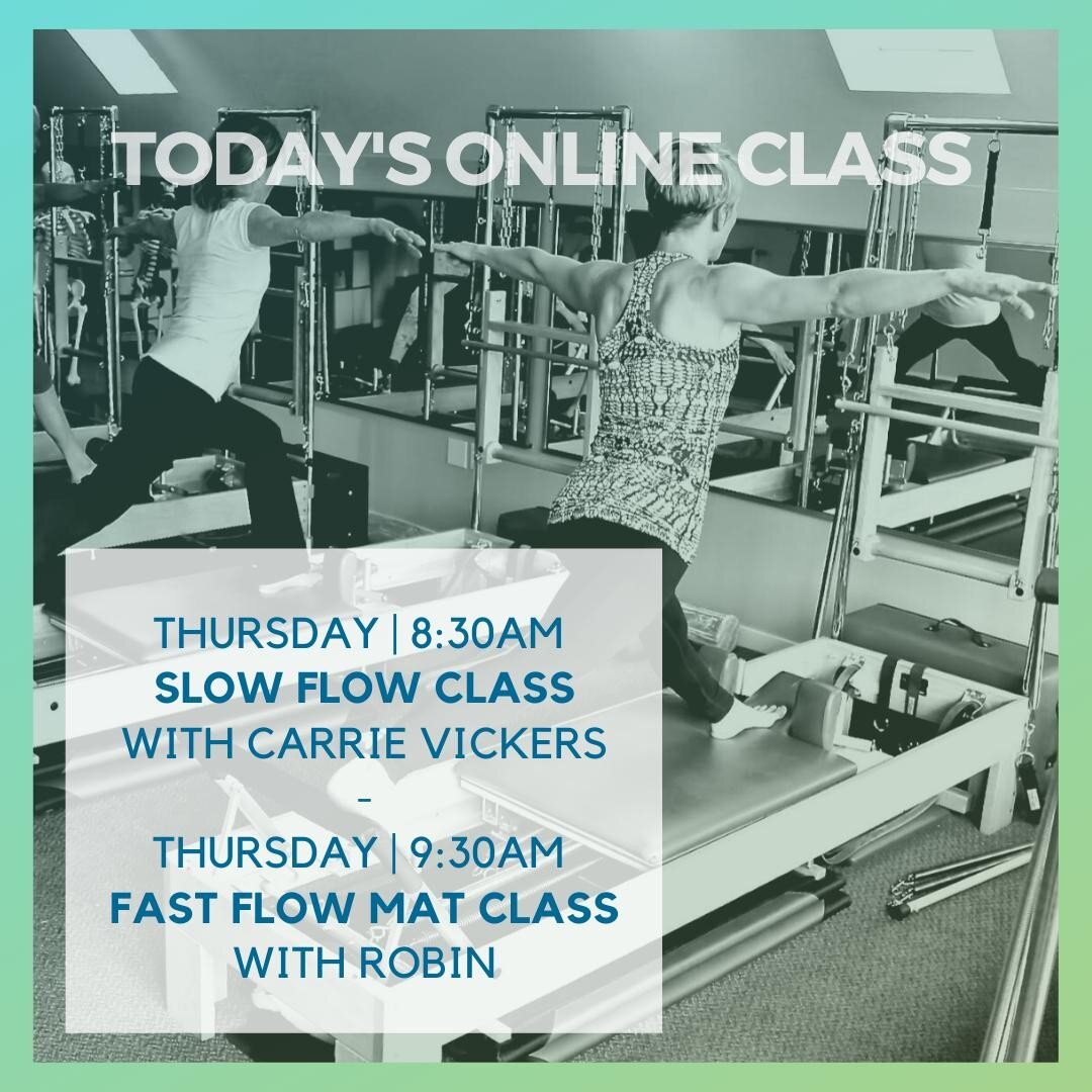 If you missed out on Carrie &amp; Robin's online classes this morning, be sure to add them to your schedule next week! Check out our full online schedule at the link in bio. #onlineClasses #pilatesFromHome #pilatesForAll