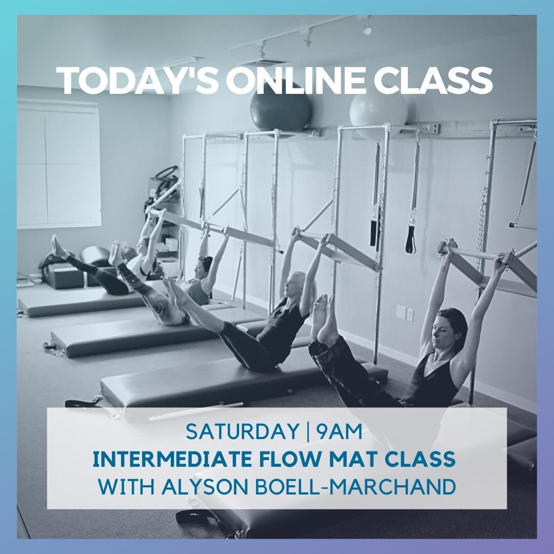 Alyson is offering an Intermediate Flow Mat Class tomorrow morning! If you have been cooped up all week, join us! Be sure to sign up at the link in bio. #onlineclasses #pilatesanywhere #stayactive