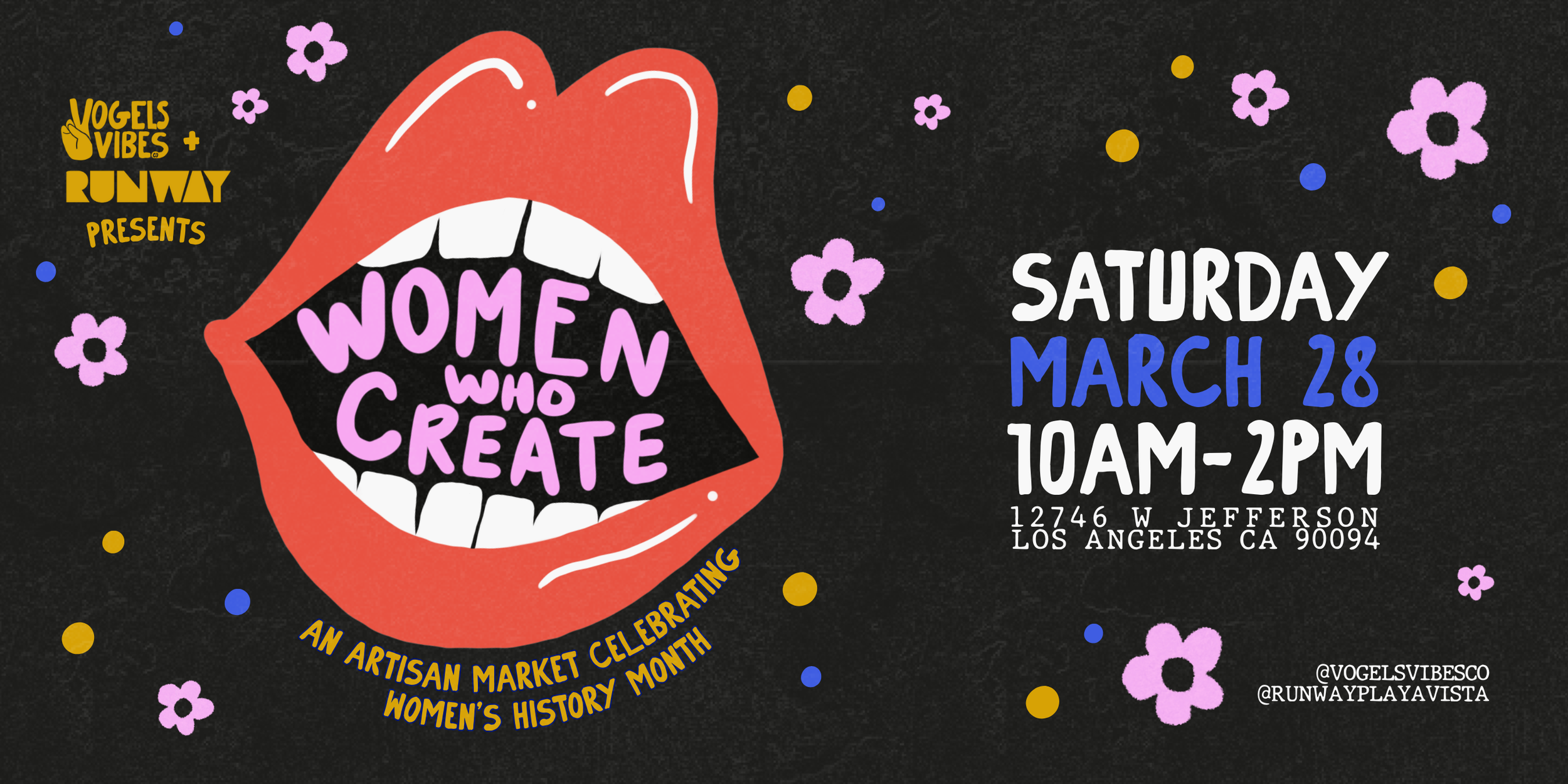 banner showing mouth graphic reading women who create