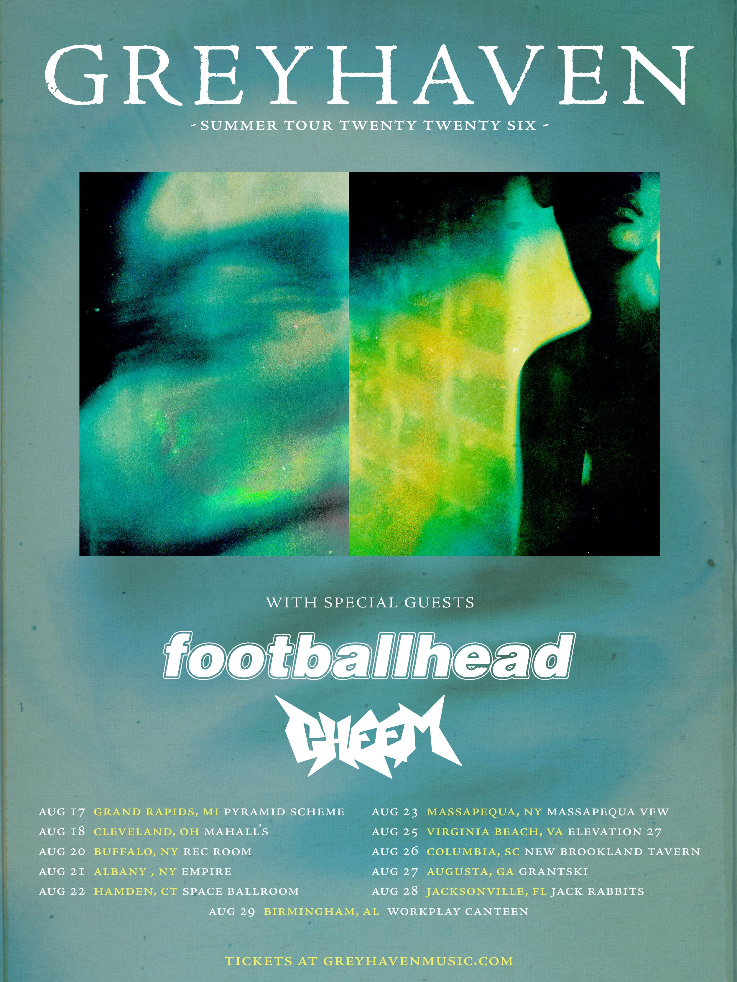 Greyhaven, Footballhead, Cheem Summer 2026 Tour