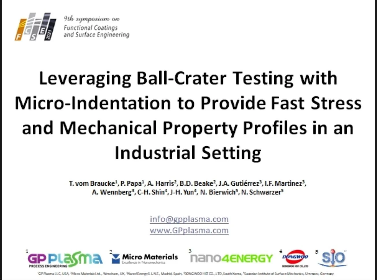 Leveraging ball crater testing with micro-indentation to provide fast stress & mechanical property profiles in an industrial setting