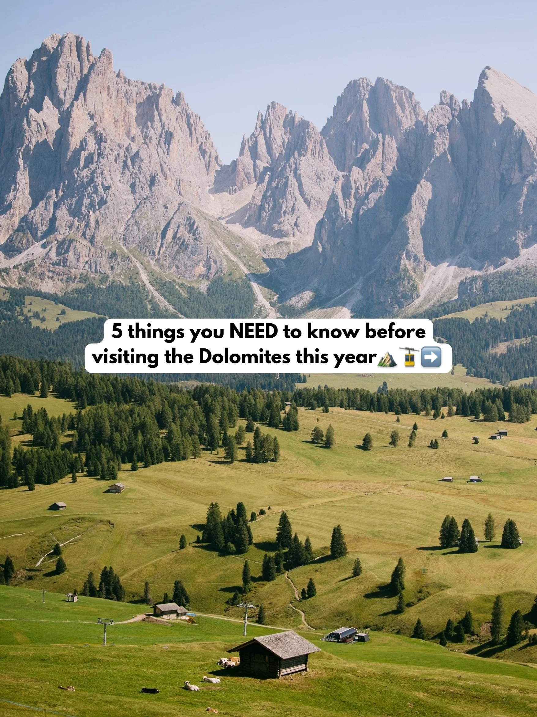 5 things you *need* to know before visiting the Dolomites this year ⛰️🚡

As someone who lives in northern Italy and adventures in the Dolomites year-round, here&rsquo;s exactly what I&rsquo;d tell you before visiting ⤵️ 

📌 SAVE this post for later