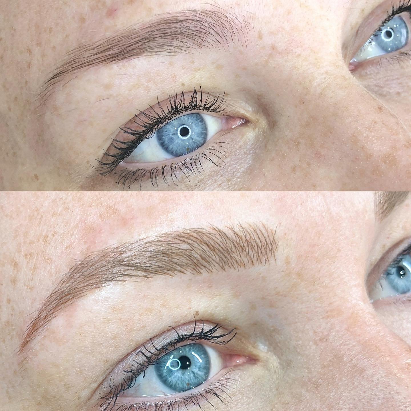 Before and after blonde 👱&zwj;♀️ microbladed brows.
What do you think of the results? 
.
.
.
.
.
#browtattoo #microblading #brows #permanentmakeup #eyebrows #pmu #ombrebrows #powderbrows #browsonfleek #eyebrowtattoo #cosmetictattoo #browartist #semi