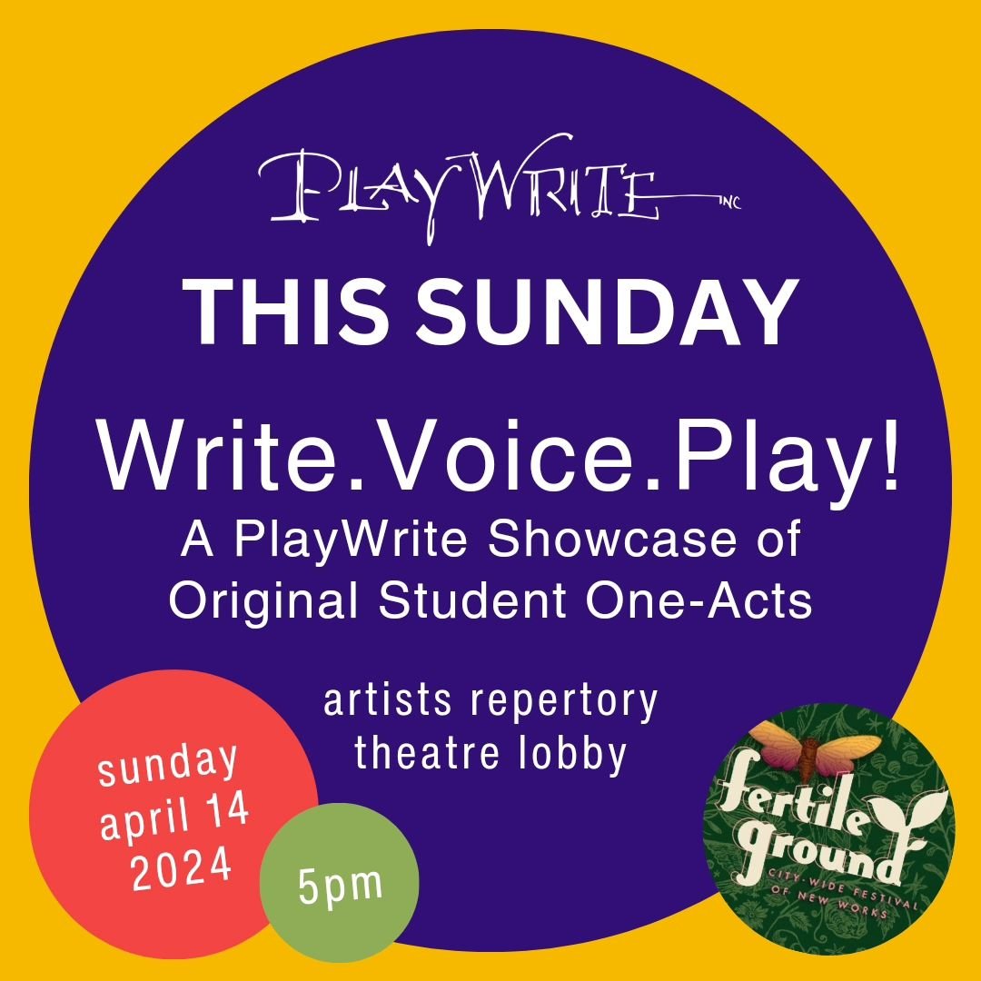 Fertile Ground '24 is HERE! Last chance to Save Your Seat for WRITE.VOICE.PLAY!, our @fertilegroundpdx showcase of original student works this Sunday, 4/14, 5pm. Chris Harder directs a steller cast of Portland actors. We're thrilled to perform in @ar