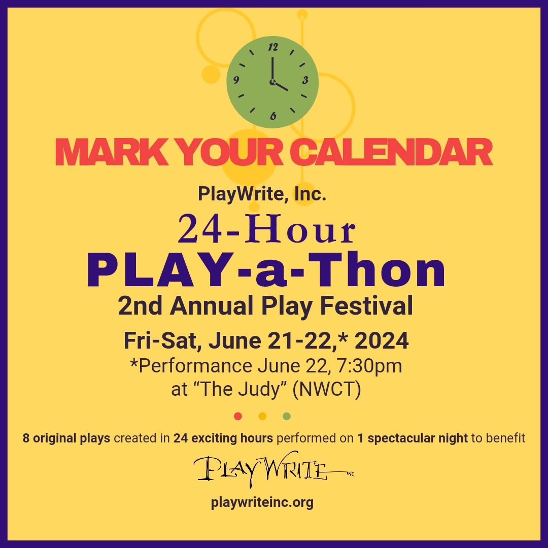 The countdown begins! 5 WEEKS to @playwriteinc's 2nd annual 24-Hour PLAY-a-Thon June 21-22 at @thejudypdx. Portland theatre artists &amp; audiences...MARK YOUR CALENDAR. 

Event link in bio
playwriteinc.org

#24hourPLAYathon #playwriteinc #playwrite 
