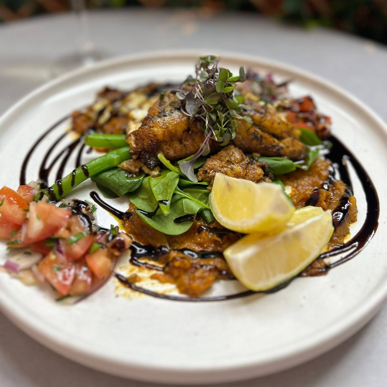 Tonight it&rsquo;s the Battle of the Barramundi for seafood and cider night. 

Marinated barramundi on Spiced pumpkin puree with tomato salsa, just $ 25 

OR 

Pan seared barramundi on a pea and cashew puree, garlic mash and caper and lemon butter $3