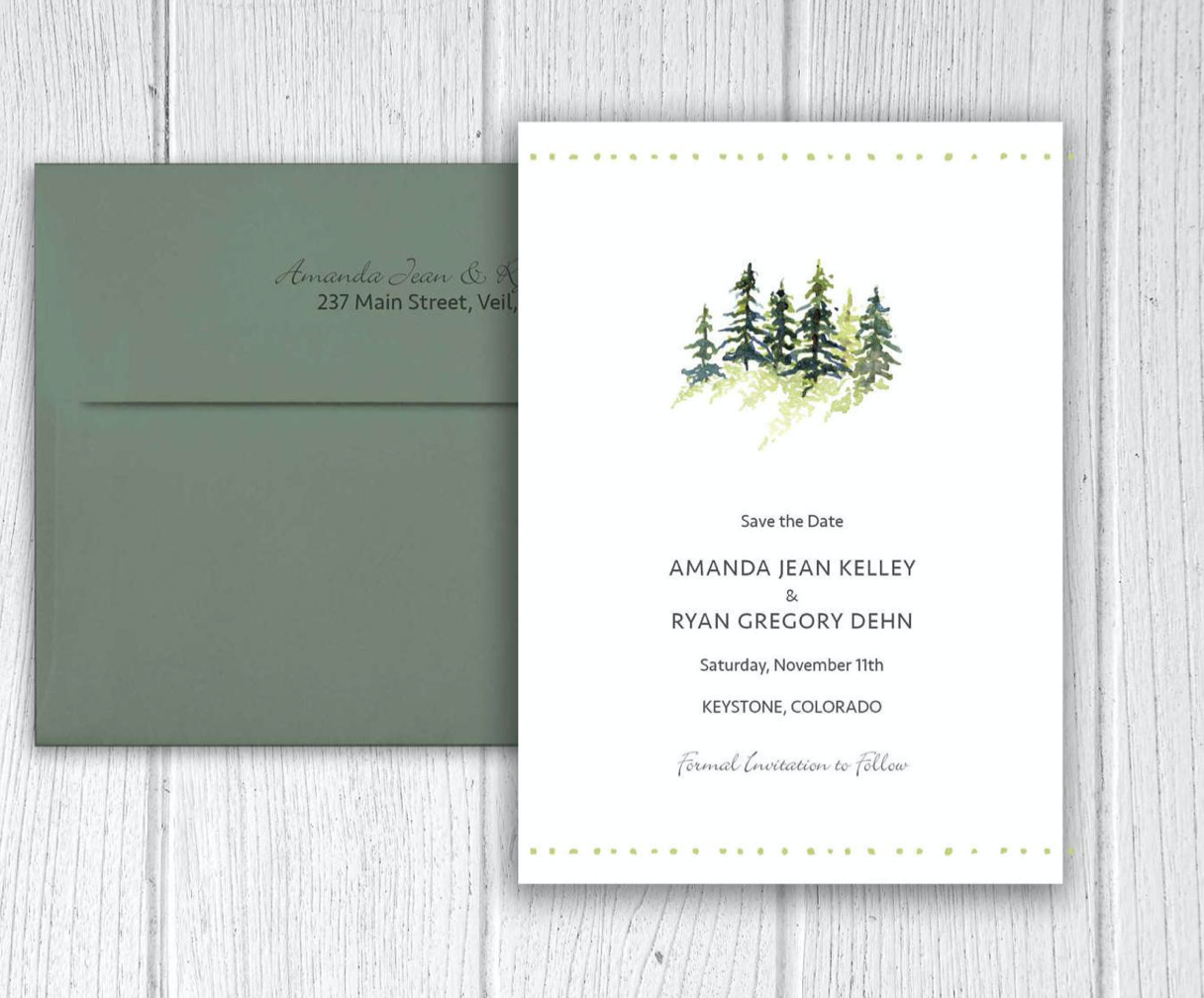 Pine Tree Save-the-Date Magnet Winter