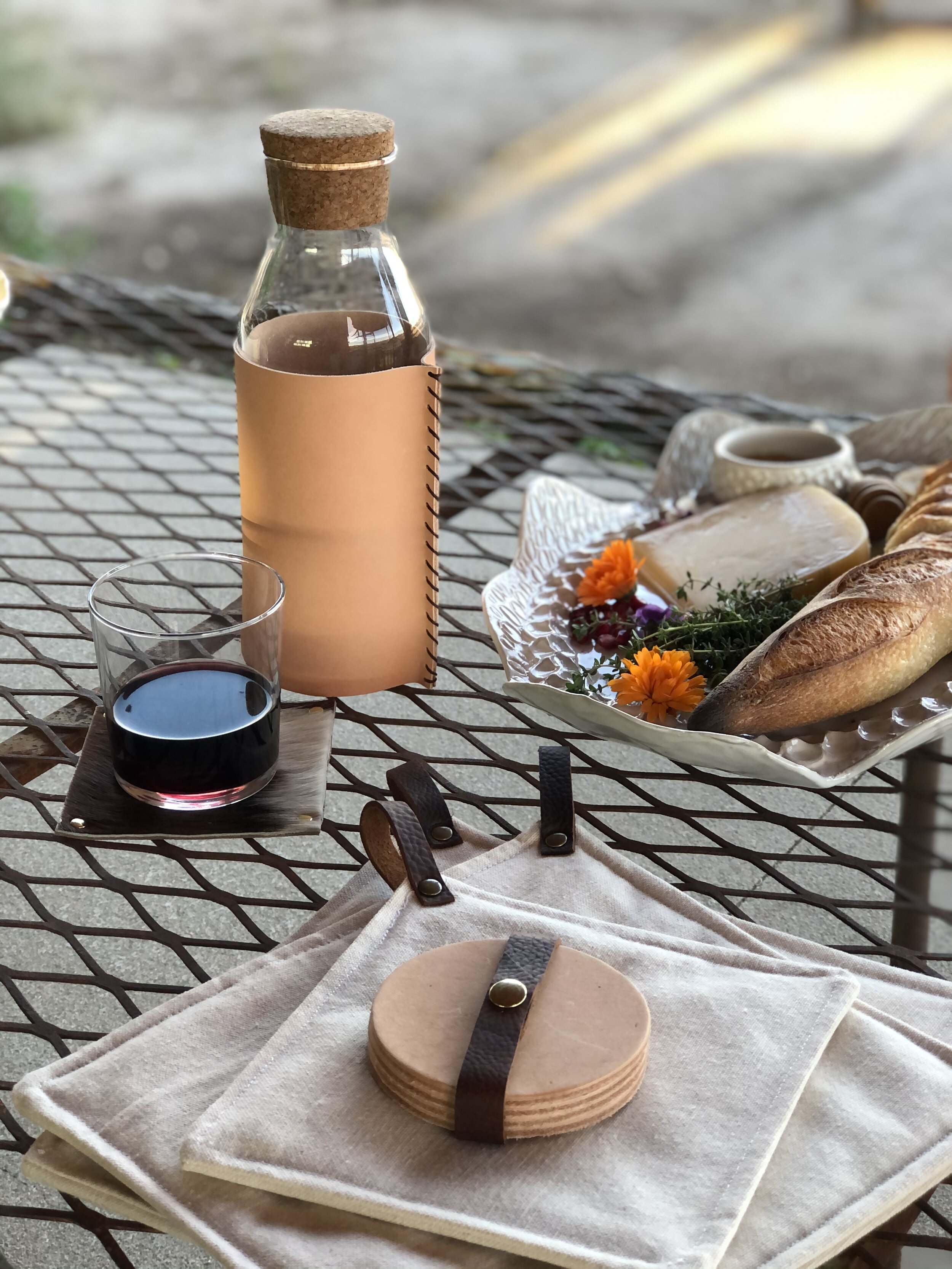 Canvas and Leather Pot Holders