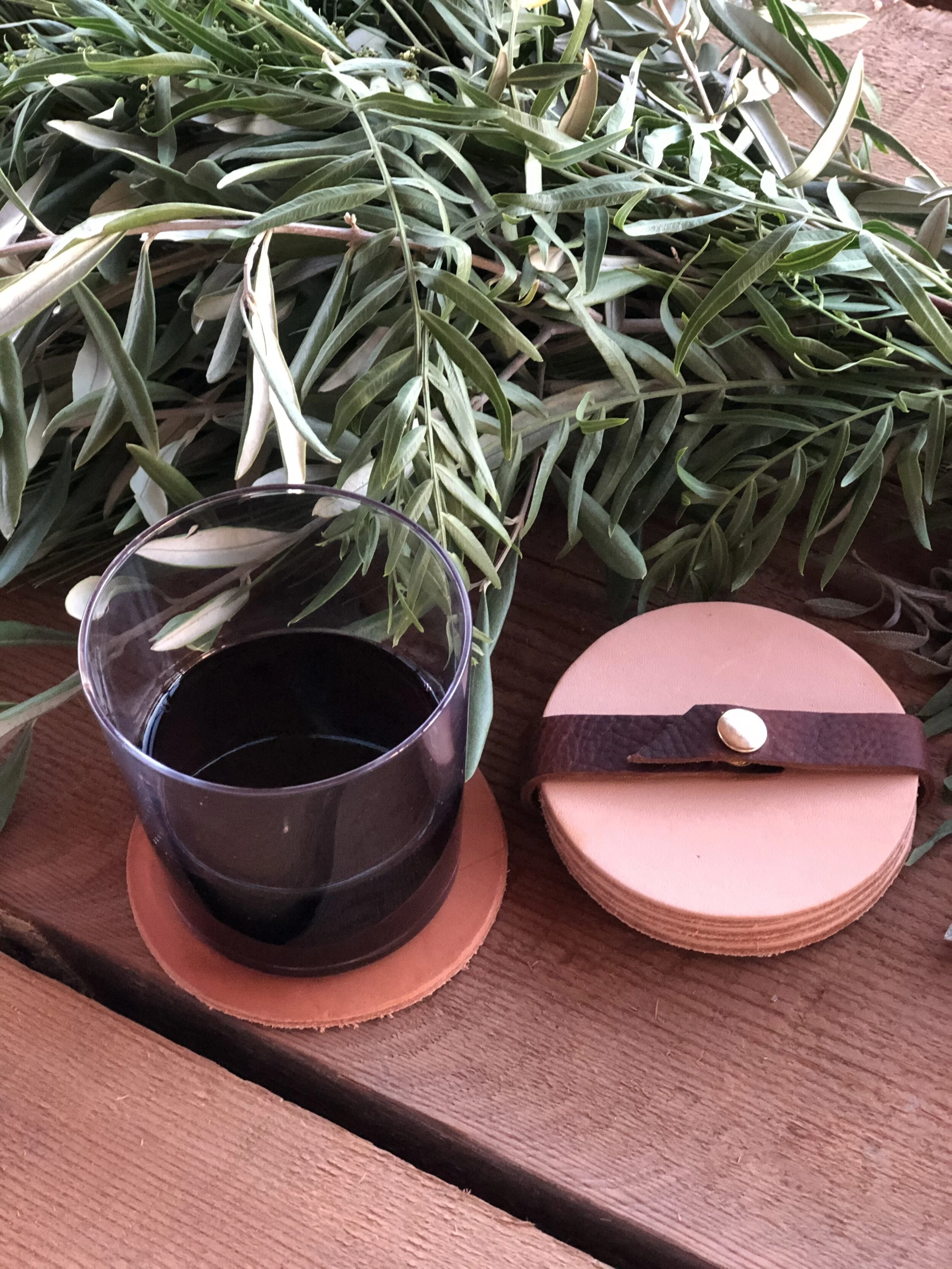 Plain Leather Coaster Set