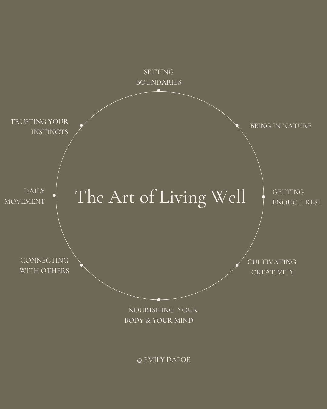 The Art of Living Well lives in the everyday. Moving your body, getting outside, making something, sharing a meal. Knowing when to rest and when to say no.

I keep coming back to these simple things. They help me feel grounded, connected, and more li