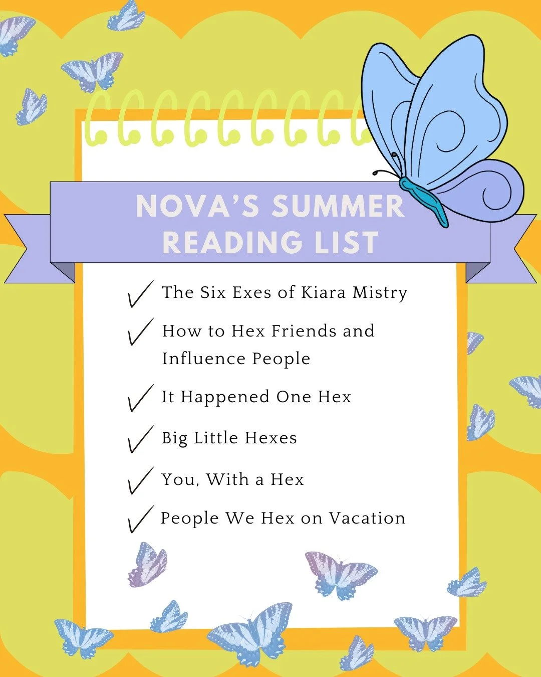 Maybe Nova would have been better off reading the equally fictional but much more helpful novels like Creepy Camping 101, Can I Eat That, Surviving a Trip with a Cutthroat Ex, How Not to Die Unkissed in the Woods, Only One Hex and it's sequel No Room