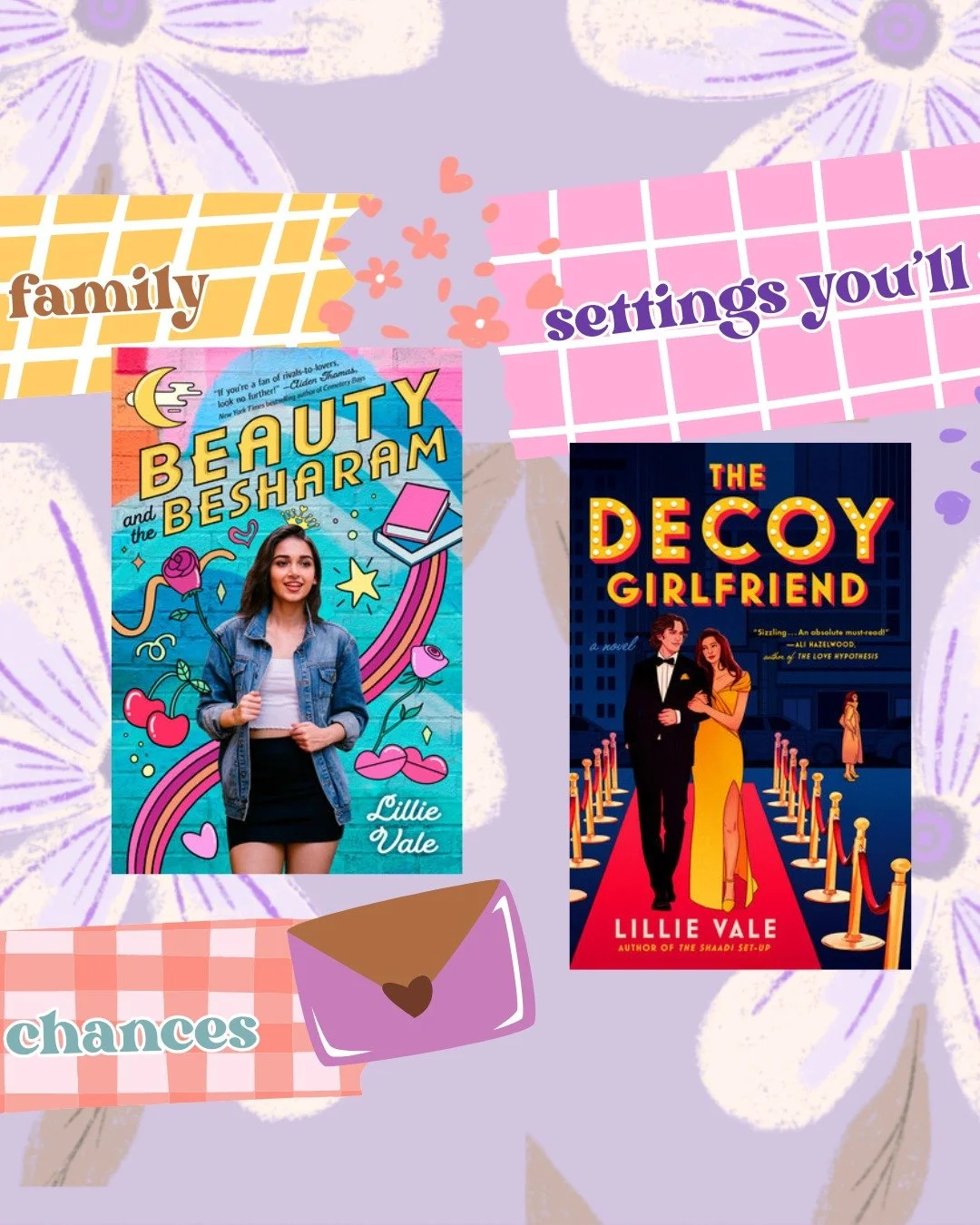 HAPPY 7 YEARS OF BEING A PUBLISHED AUTHOR TO ME! 💖

If you're new to a Lillie Vale book, here's some stuff you can expect: 

Across my work, you'll find love stories with swoony guys (and gals!), strong heroines, banter/quips/snark, cozy (sometimes 