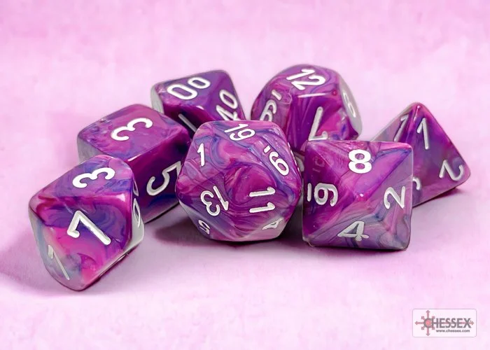 Chessex CHX 27457 Festive Violet/white Polyhedral 7-Dice Set