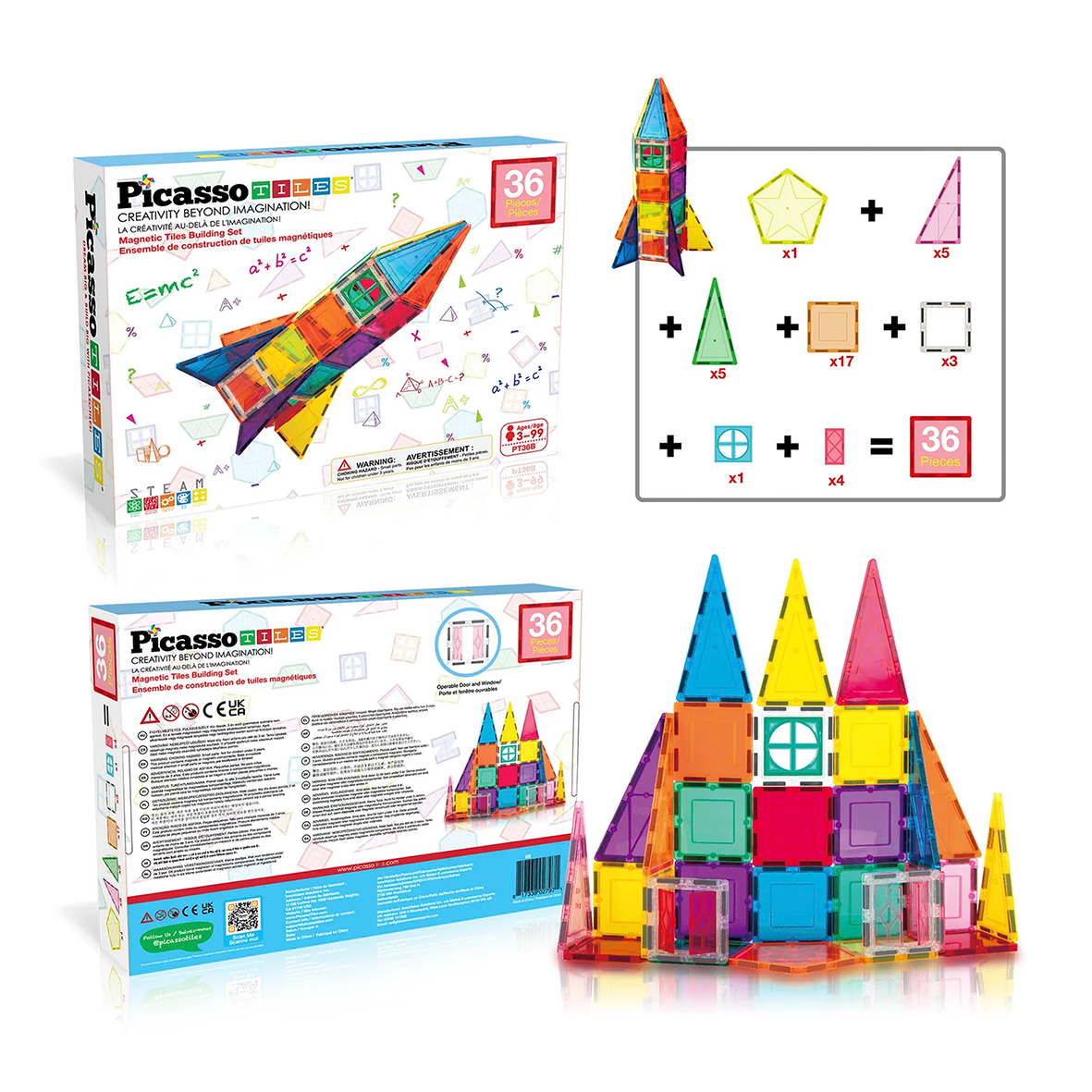 PicassoTiles 36pc Rocket Ship Magnetic Building Block Set 06.png