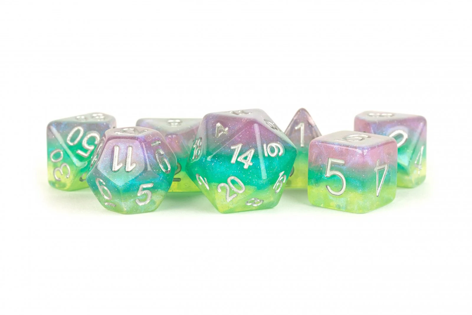 MDG Resin 16mm Polyhedral Dice Set - Layered Stardust Radiance