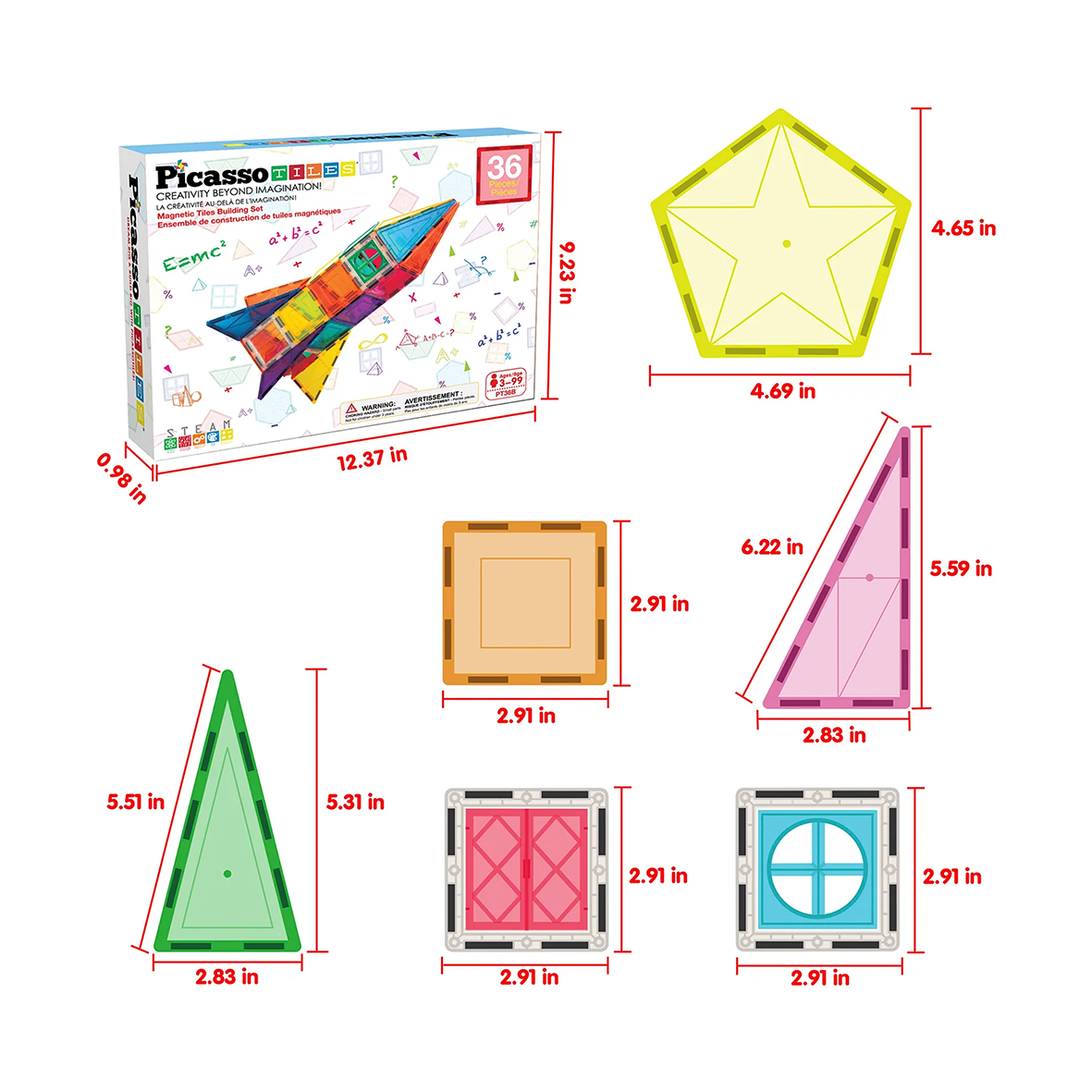 PicassoTiles 36pc Rocket Ship Magnetic Building Block Set 07.png