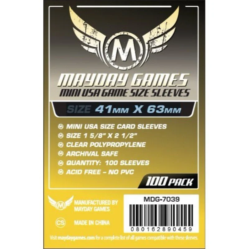 Mayday - Mini USA Game Size Sleeves (Pack of 100) - 41 MM X 63 MM (Yellow)