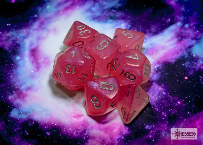 Chessex 27584 - Borealis Pink/silver Luminary Polyhedral 7-Dice Set