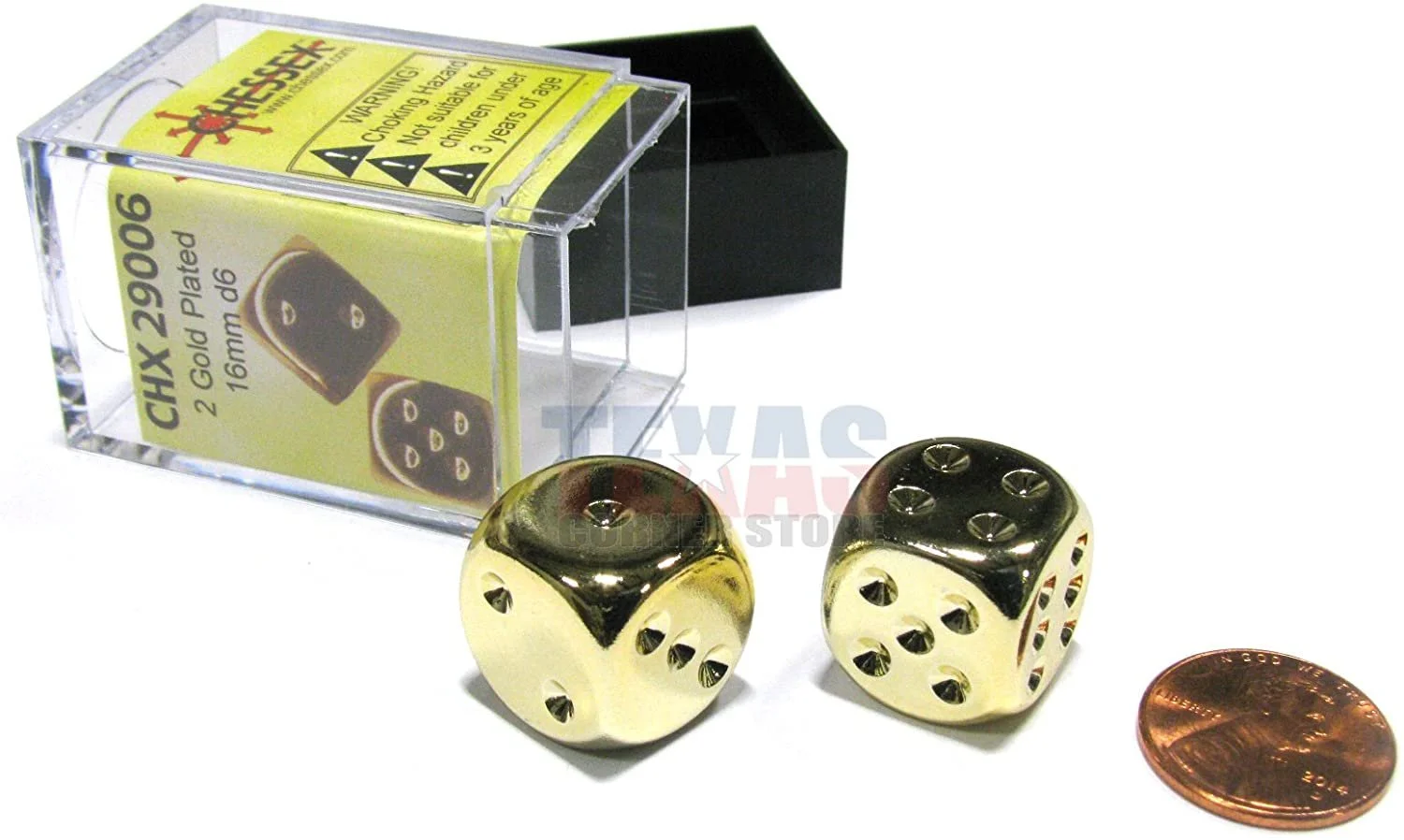 Chessex 29006 - Gold Metallic 16mm d6 Pair