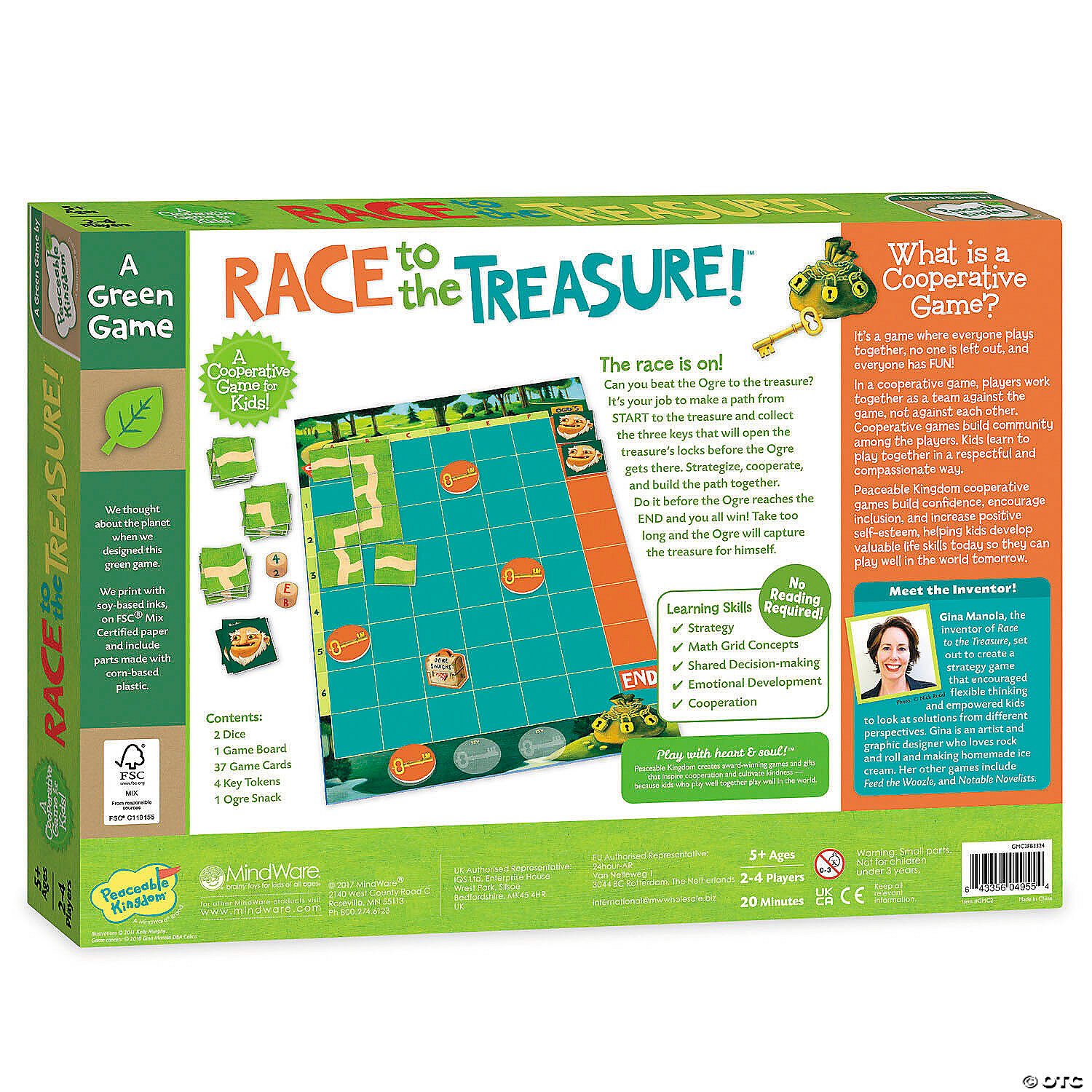 Race to the Treasure - Box Art Back | Peaceable Kingdom | Escape Boardem