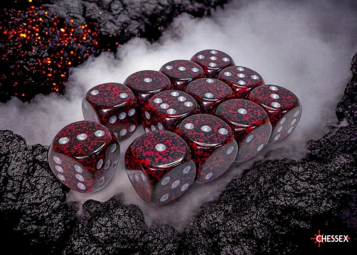 Chessex CHX 25744 D6 Speckled 16mm d6 Silver Volcano Dice Block (12 dice)