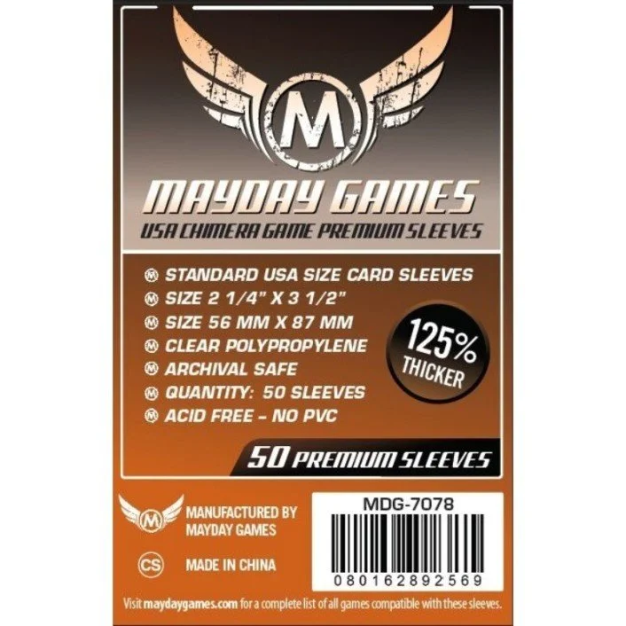 Mayday - Premium USA Chimera Game Sleeves (Pack of 50) - 57.5 MM X 89 MM (Orange)