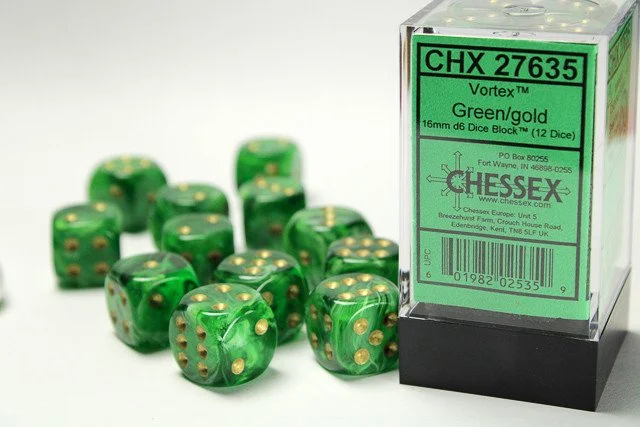chessex-d6-dicevortex-16mm-d6-green-gold-dice-block-12-dice--26760_91dbf.jpg