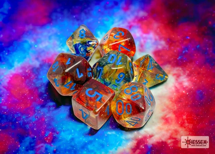 Chessex CHX 27559 D7-Die Set Nebula Polyhedral Primary/blue Luminary 7-Die Set