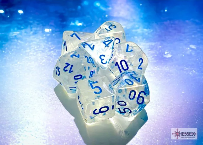 Chessex CHX 27581 Borealis Icicle/light blue Luminary Polyhedral 7-Dice Set