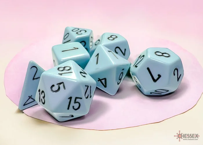 Chessex 25466 - Opaque Pastel Blue/black Polyhedral 7-Dice Set