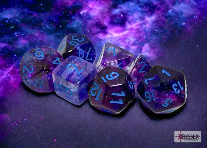 Chessex CHX 27557 Nebula Nocturnal/blue Luminary Polyhedral 7-Dice Set