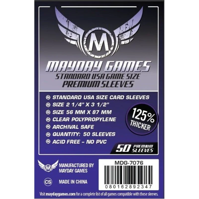 Mayday - Premium USA Board Game Sleeves (Pack of 50) - 56 MM X 87 MM (Purple)