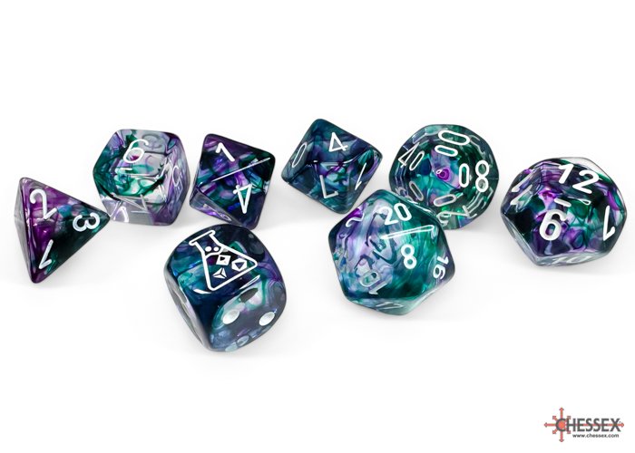 Chessex 30068 - Nebula Fluorite/white Polyhedral 7-Dice Set (with bonus die)