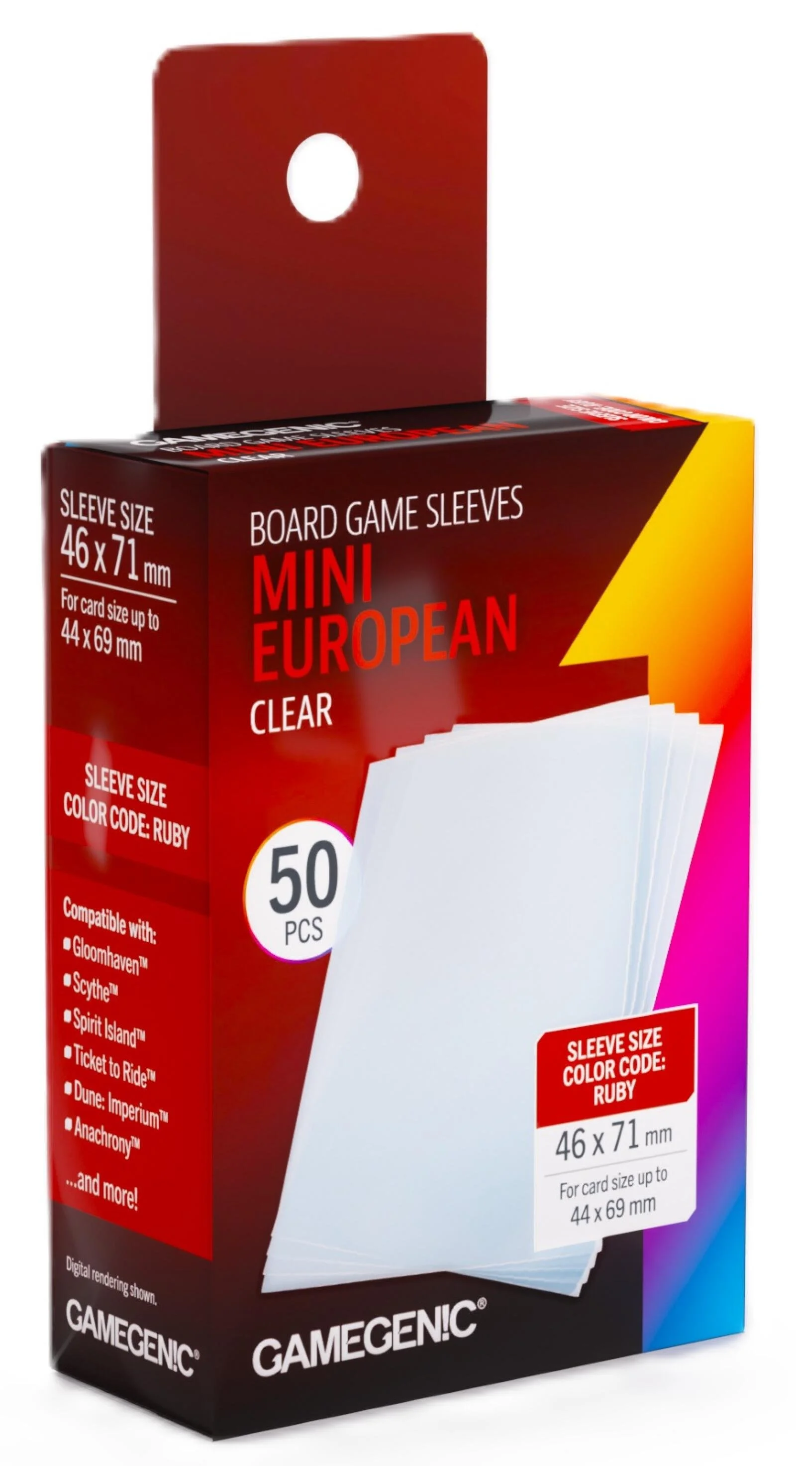 Gamegenic Board Game Card Sleeves - Mini European Clear (46mm x 71mm) (50 Sleeves Per Pack)