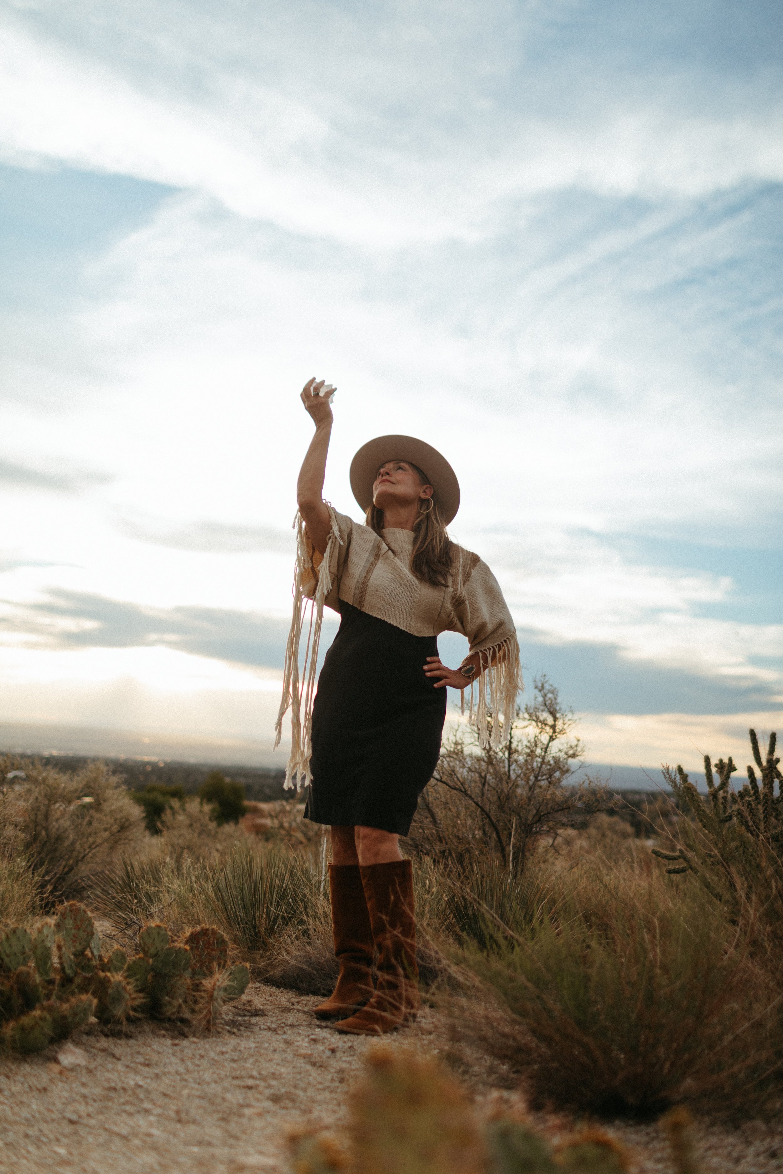 Woman in the desert posing