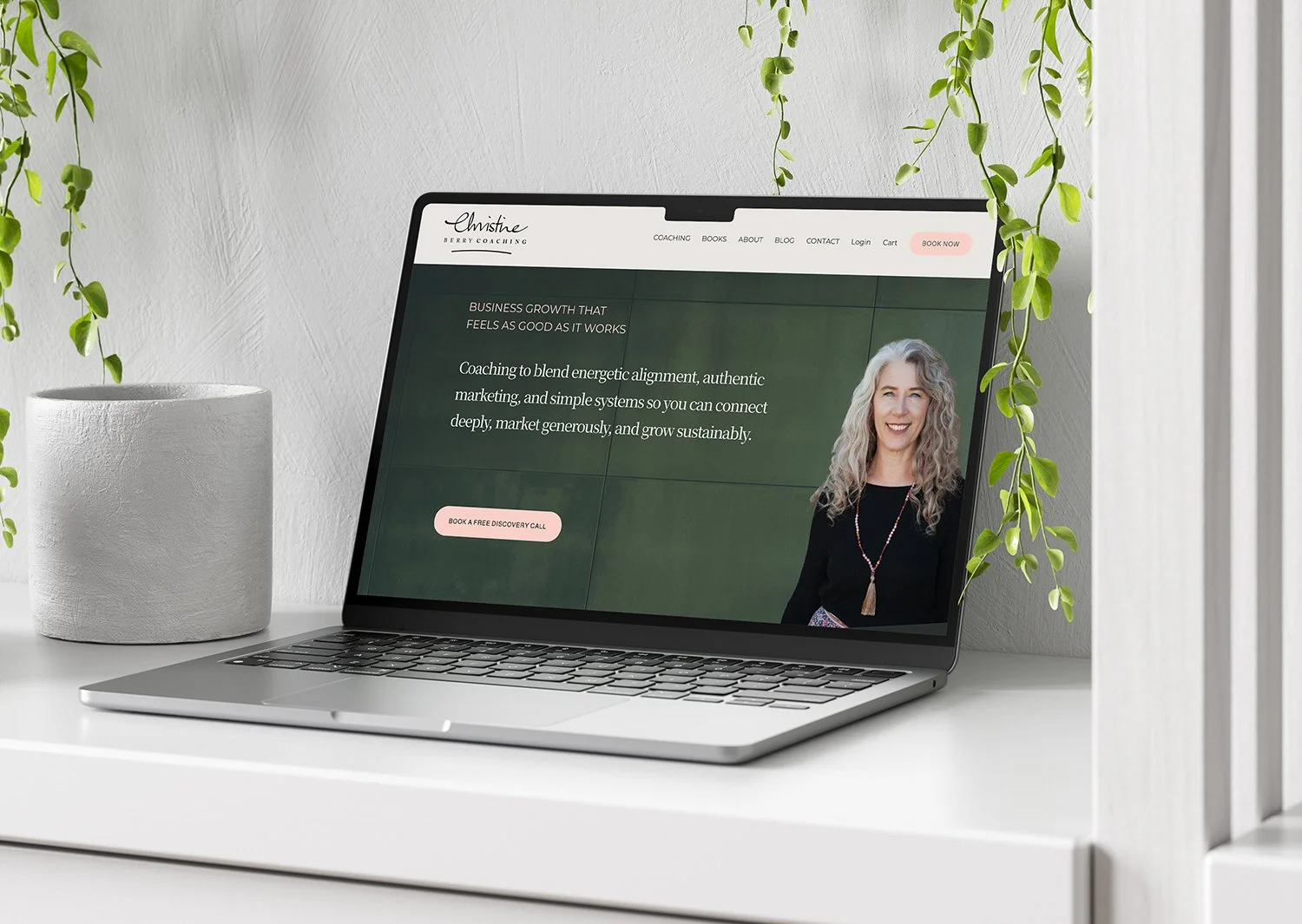 The home page of Christine Berry Coaching designed by Prue Mitchell at pm3 art & design Byron Bay