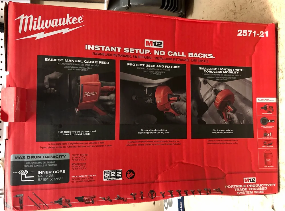 Milwaukee M12 12-Volt Lithium-Ion Cordless Auger Snake (2571-20 17マジェスタ フロントストレート