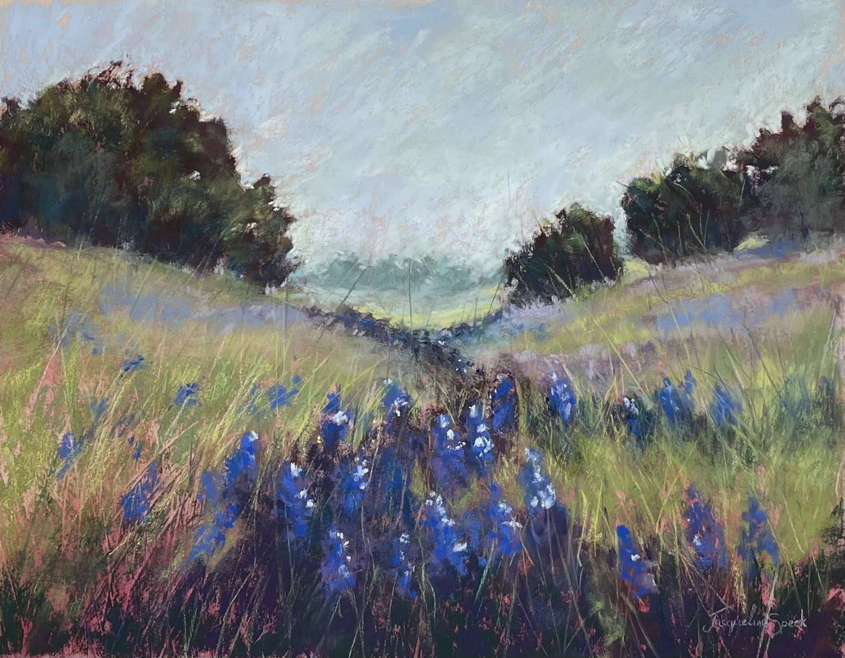 ‘Blue Meadows’ - Pastel on sanded paper - completed with artist Karen Margulis