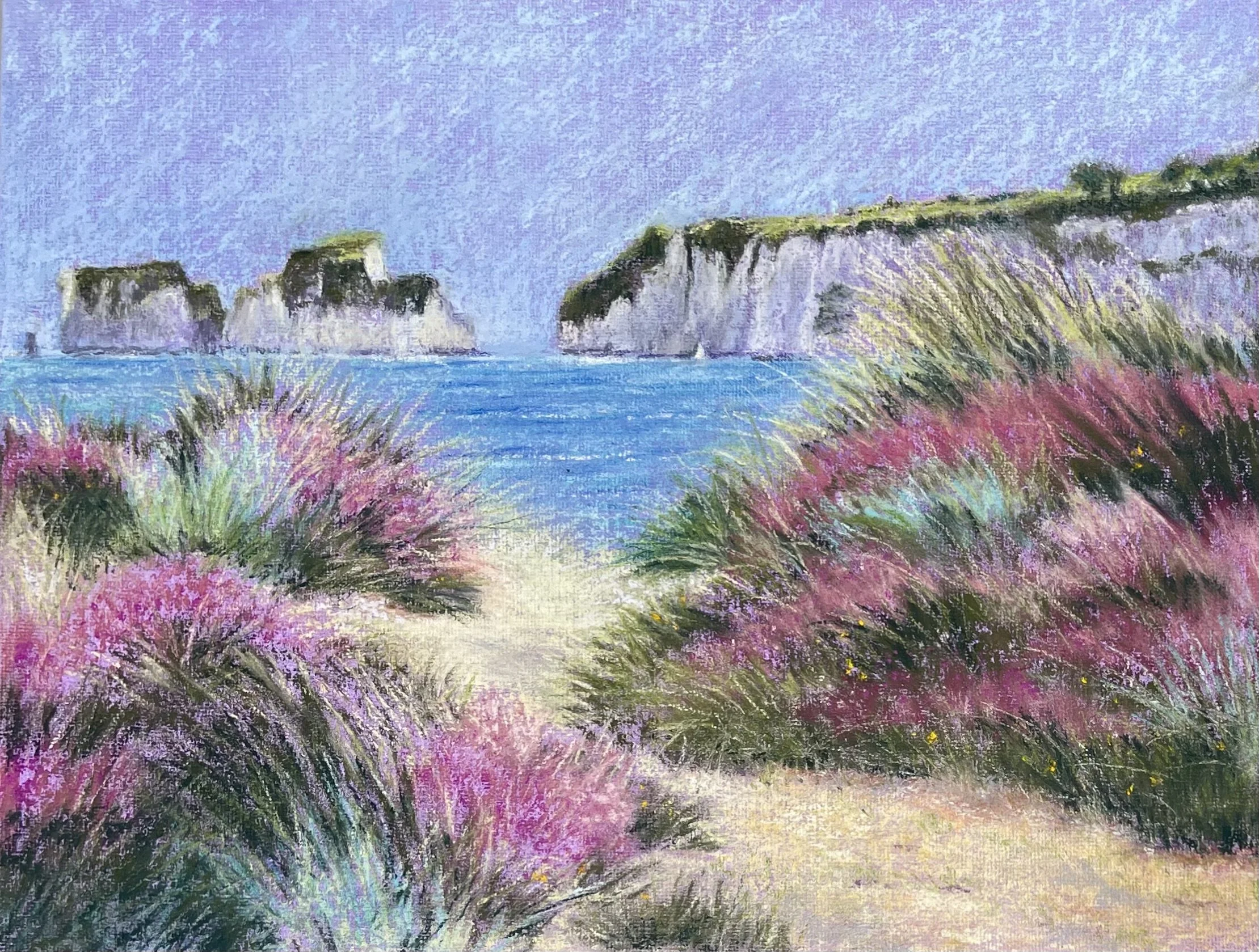 ‘Studland Dunes’ - Pastel on canvas - Greetings cards available 