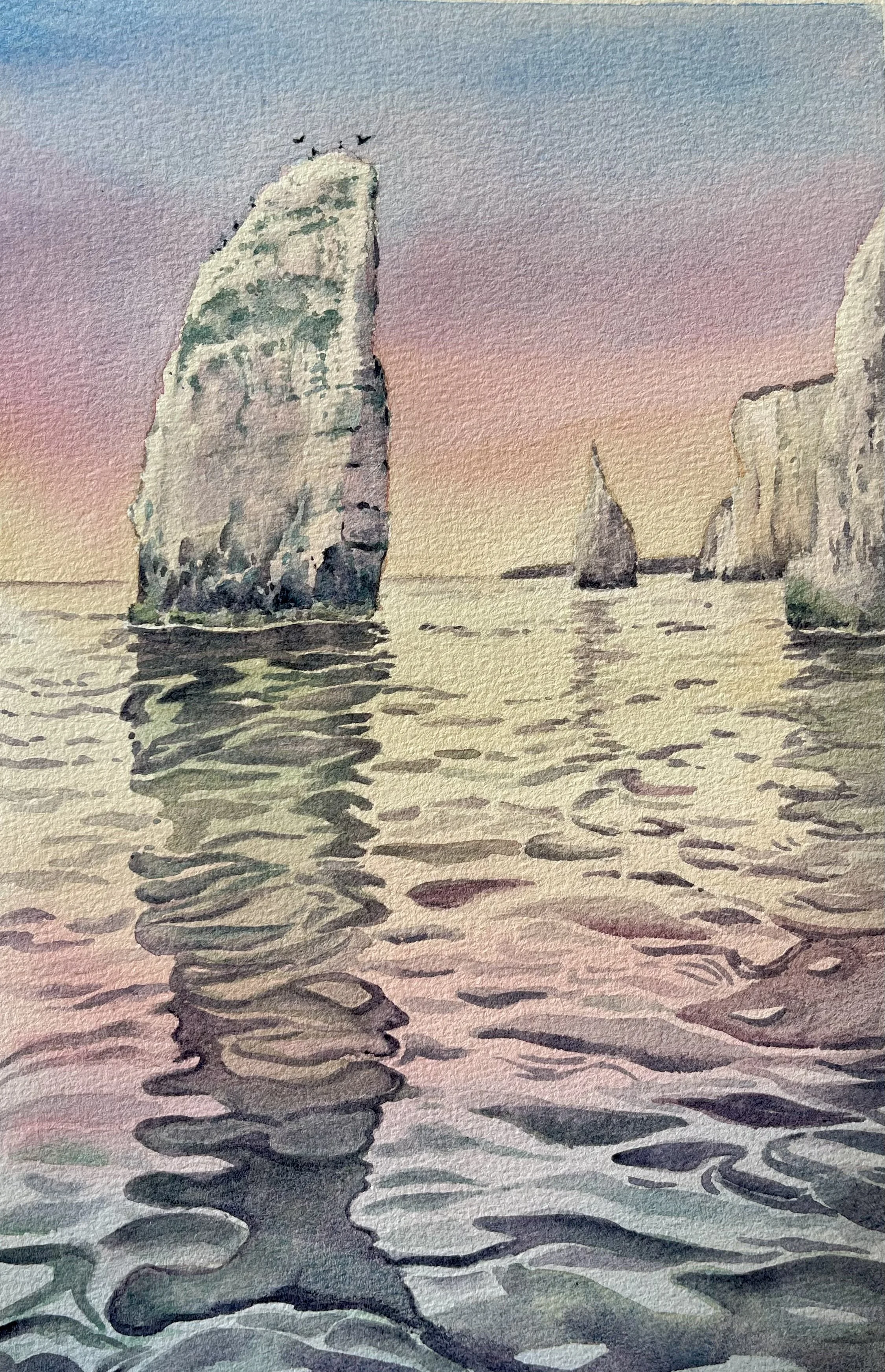 ‘The Pinnacles toward Swanage - Watercolour - photo reference by Natalie Shaw