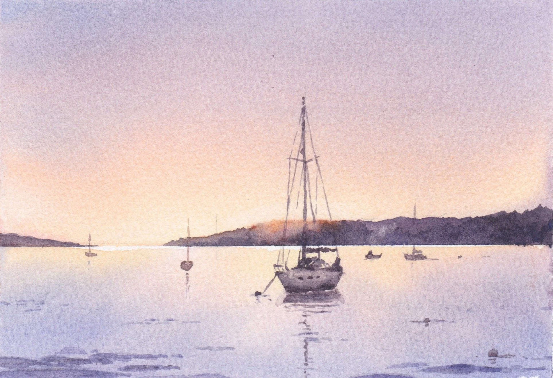 ‘Sunset on Bramble Bush Bay’ - Watercolour