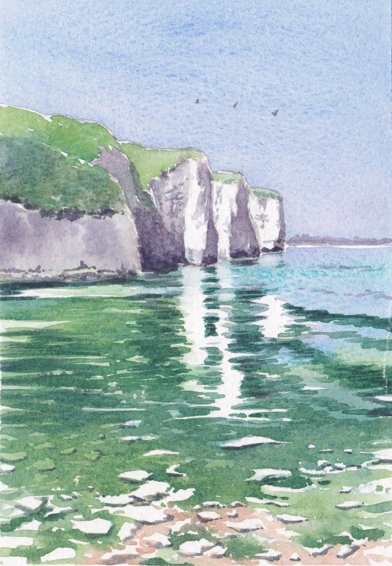 ‘Old Harry Rocks toward Studland’ - Watercolour