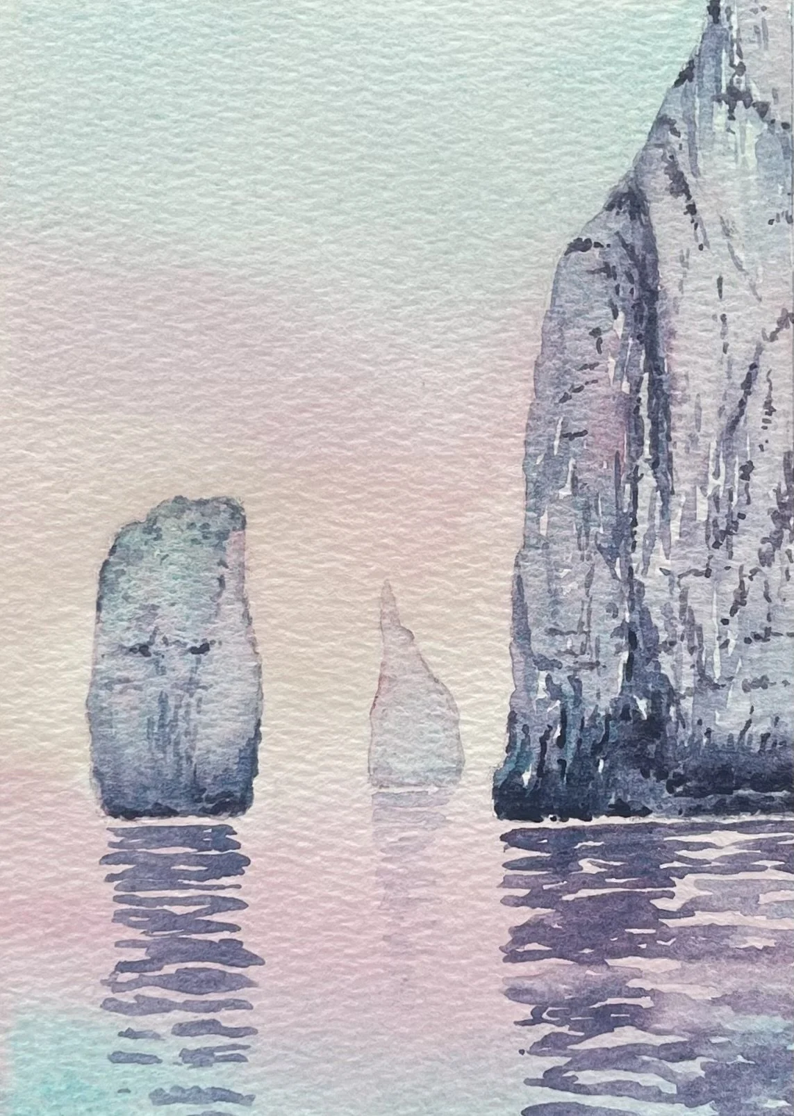 ‘The Pinnacles, Ballard Down’ - Watercolour